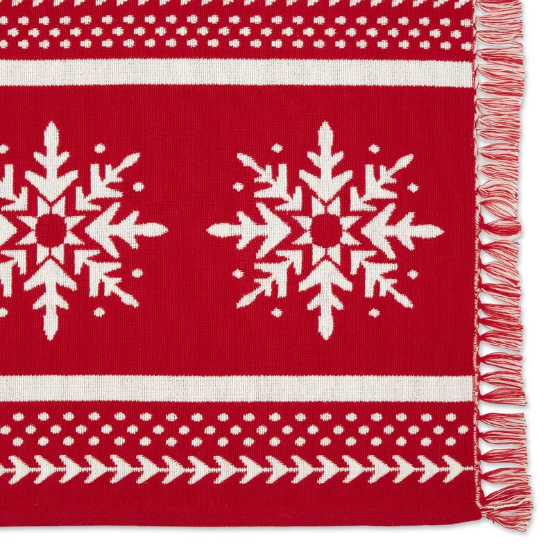DII Joyful Snowflakes Reversible Embellished Placemat Set, 4 Piece