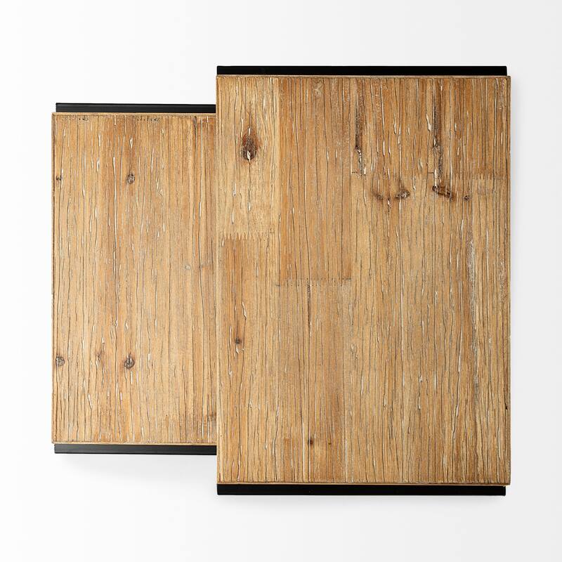 Karissa Brown Wood/ Black Metal Nesting Tables (Set of 2) - 19.3L x 13.0W x 24.8H