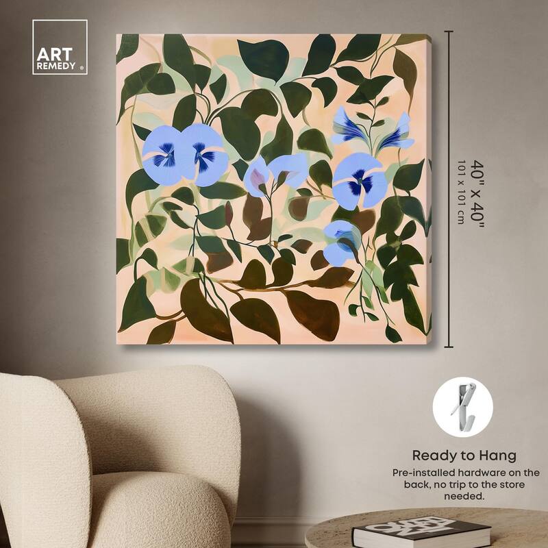 Naive Blue Flowers Canvas by Art Remedy, Gallery Wrapped