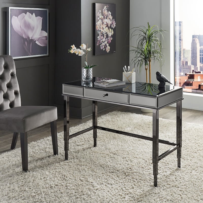Camille Beveled Mirrored Accent 1-drawer Office Writing Desk by iNSPIRE Q Bold