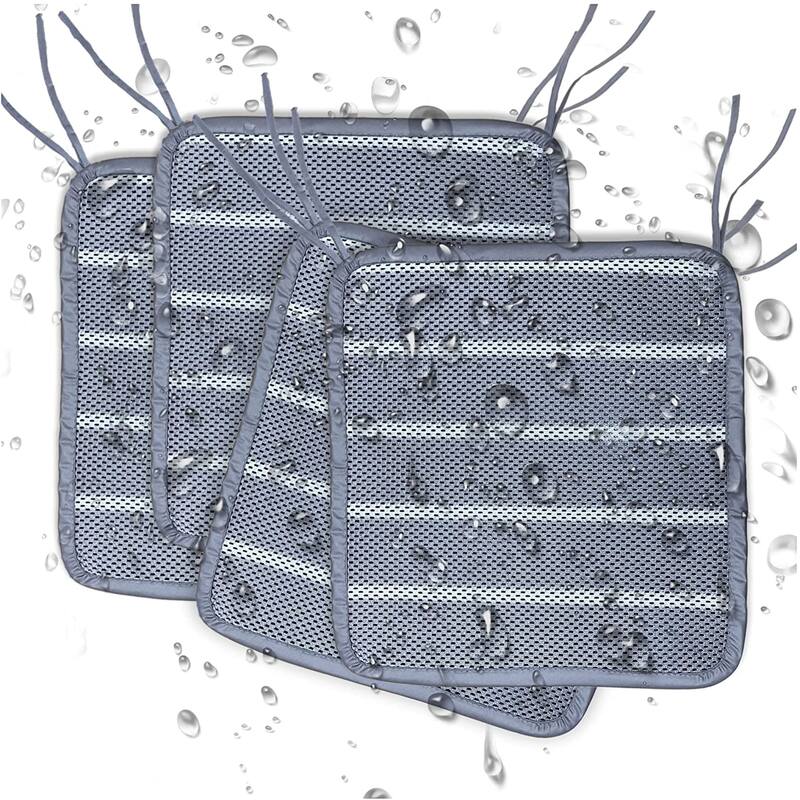KASENTEX Indoor/Outdoor Mesh Chair Cushion with Ties - Set of 4 - 16x16 - Grey