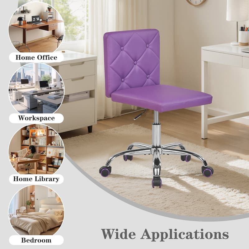 Javlergo Armless Office Desk Chair PU Leather Mid-Back Adjustable Height 360° Rolling Swivel 10 Colors Available Office Chair