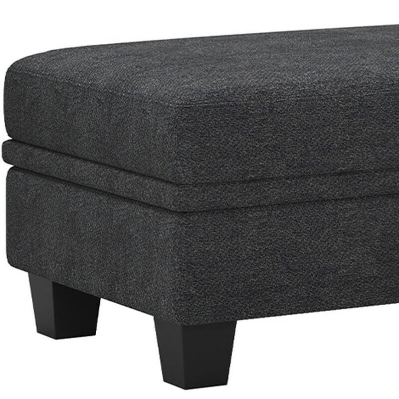 HomeRoots 46" Gray and Black Chenille Storage Ottoman