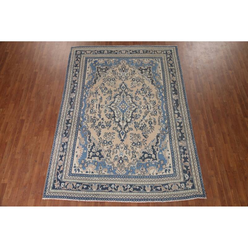 Hamedan Persian Vintage Area Rug Living Room Hand-knotted Wool Carpet - 6'11" x 9'7"
