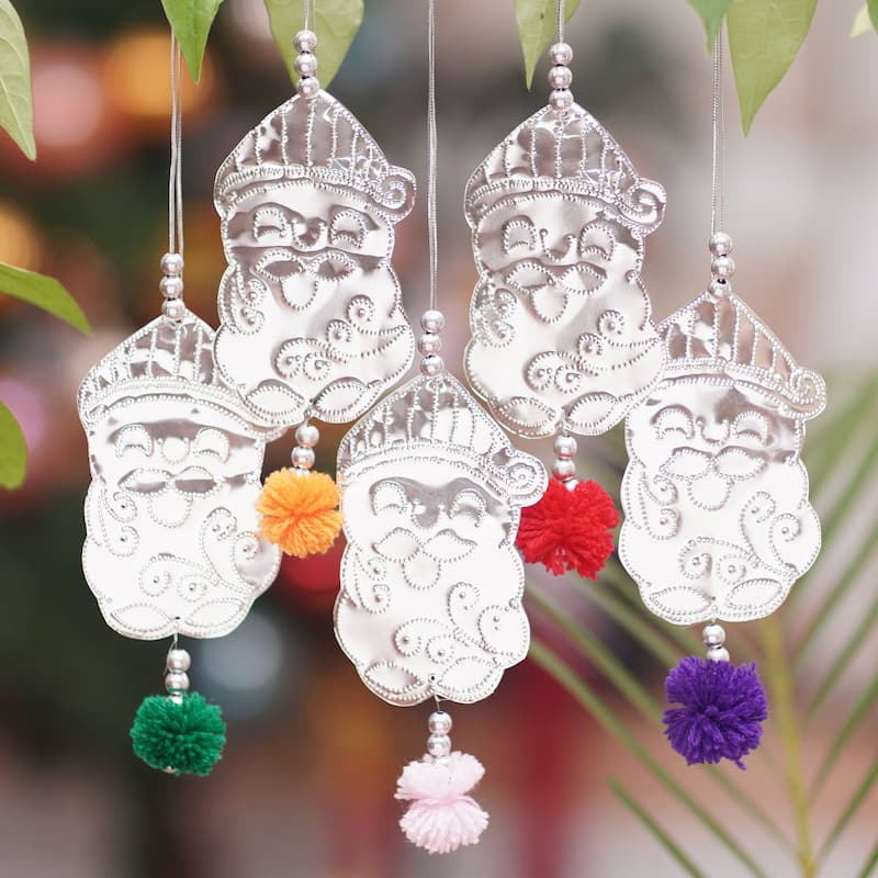 Novica Handmade Dreaming Gnomes Aluminum Ornaments (Set Of 5)