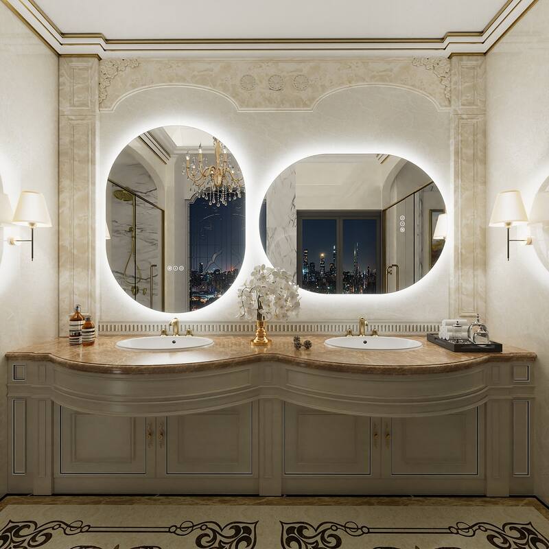 UL Certified Oval LED Lighted Anti-fog Wall Bathroom Vanity Mirror