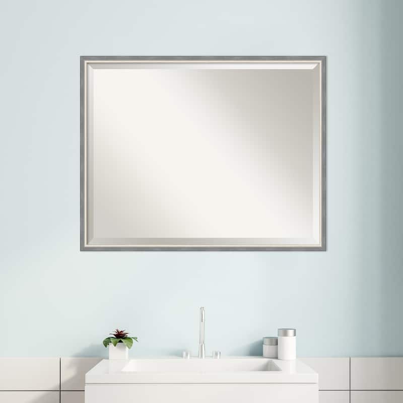 Theo Narrow Beveled Wood Framed Bathroom Vanity Wall Mirror