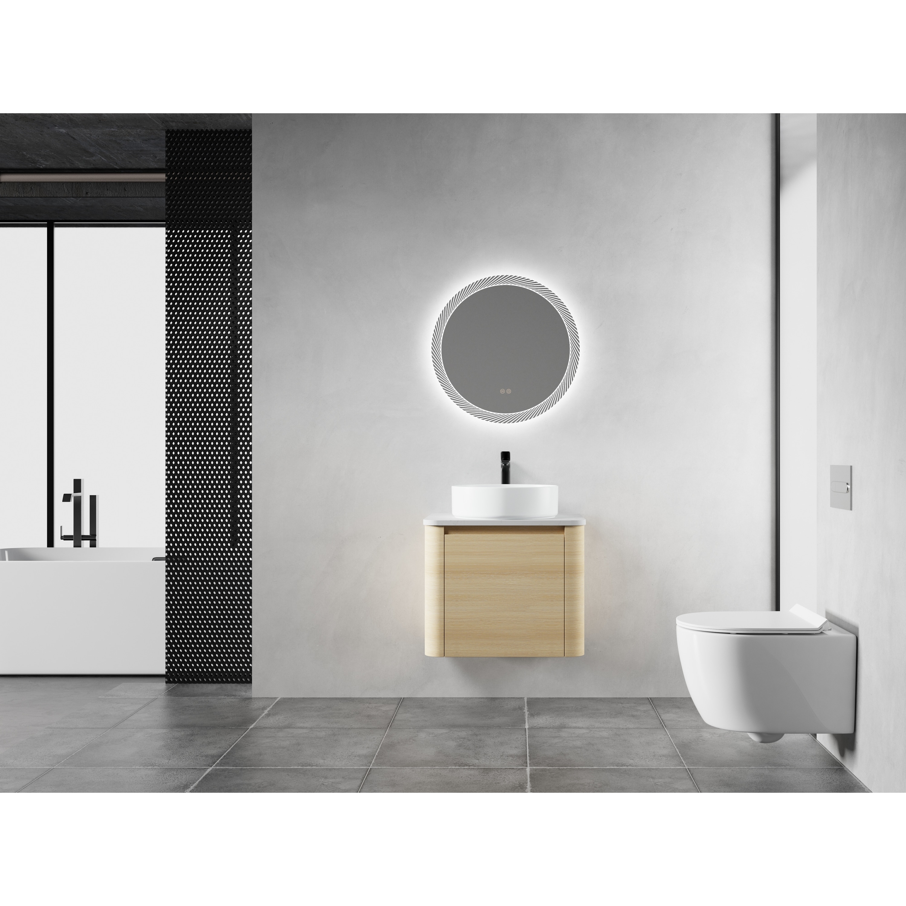 Wall Mounted Bathroom Vanity with Ceramic Art Sink, Floating Bathroom Storage Cabinet with Soft-Close Door