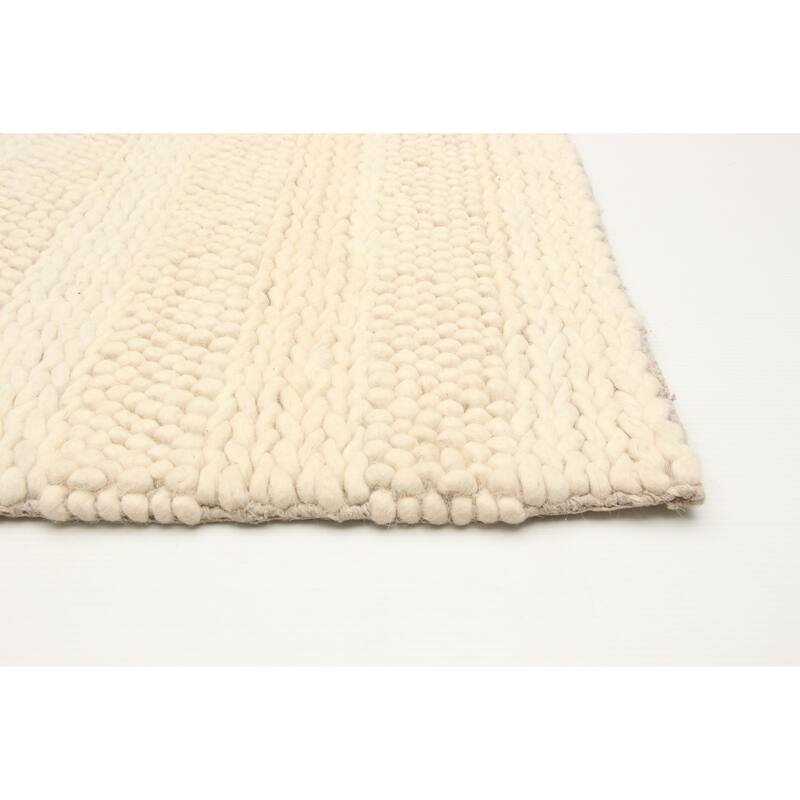 ECARPETGALLERY Braid weave Sienna Cream Wool Rug - 5'1 x 6'11