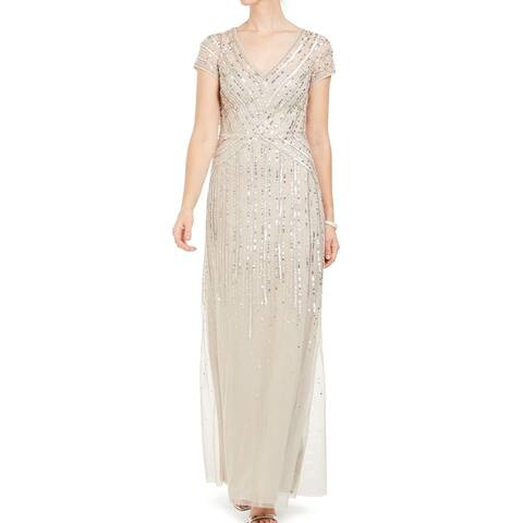 Betsy & Adam Women's Dress White Ivory Size 6 Beaded Embellished Gown