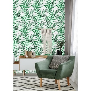 Green Nature Flowers and Leaves Removable Wallpaper - Overstock - 33275101