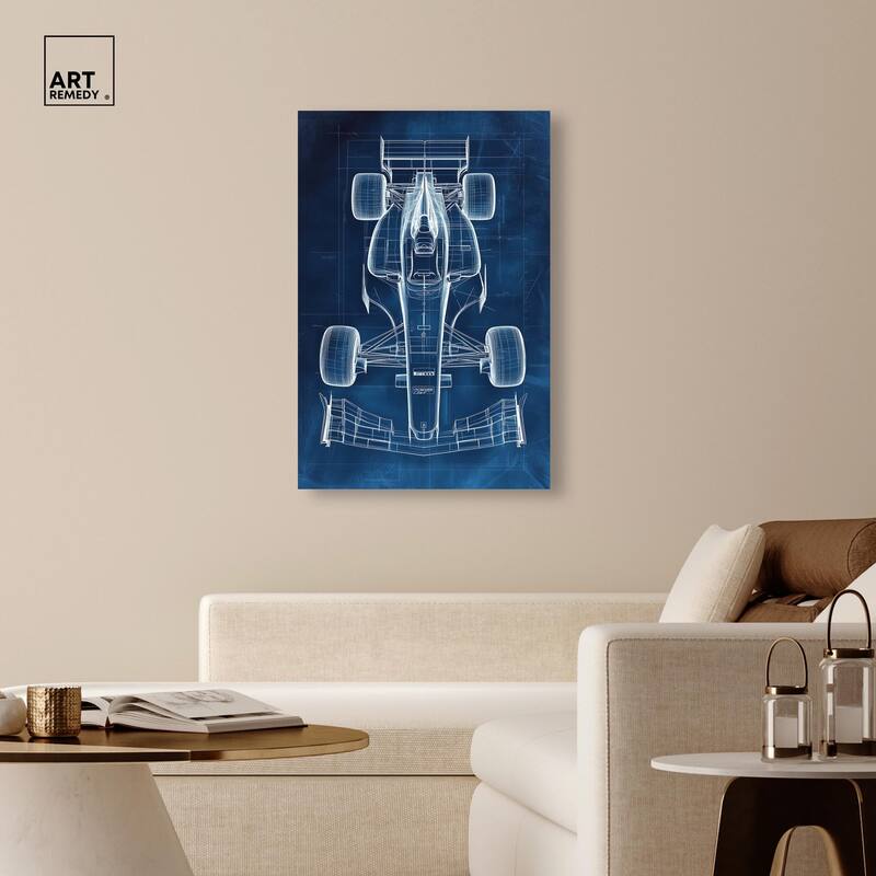 Race Car Blueprint Canvas by Art Remedy, Gallery Wrapped