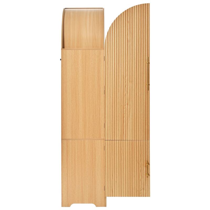 Arched Kitchen Pantry Cabinet Large Wooden Storage Cupboard with Doors, 8 Adjustable Door Shelves, 3 Interior Shelves & Drawer