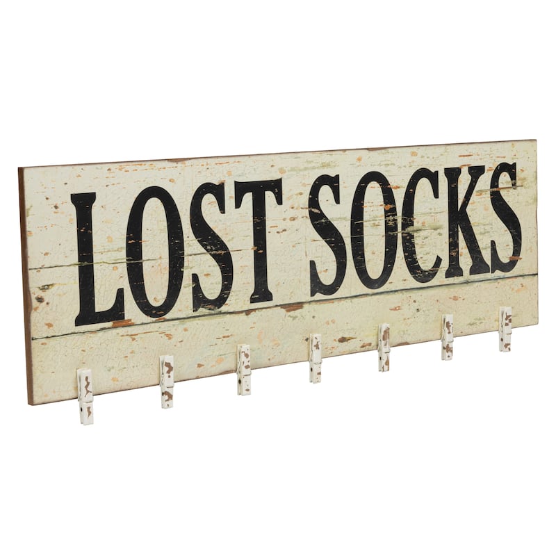 "Lost Socks" Wall Memo Board with 7 Clothespins