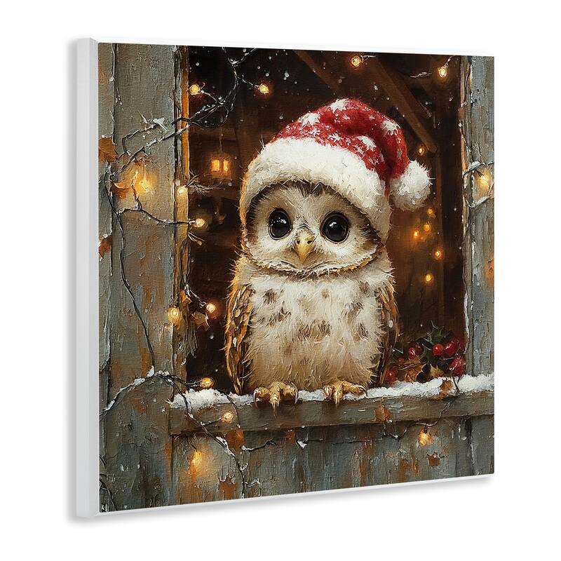 Stupell Festive Owl with Holiday Lights Wall Plaque Art Design By Riley B