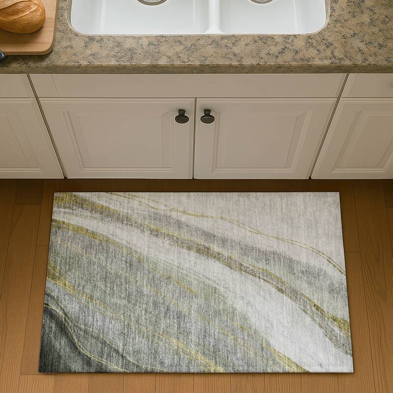 Premium Washable Super Soft Modern Motion Mayfield Rug - Aloe - 1'8" x 2'6"