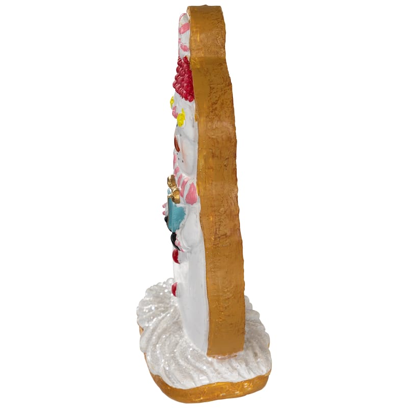 Gingerbread Snowman with Present Christmas Figurine - 7"