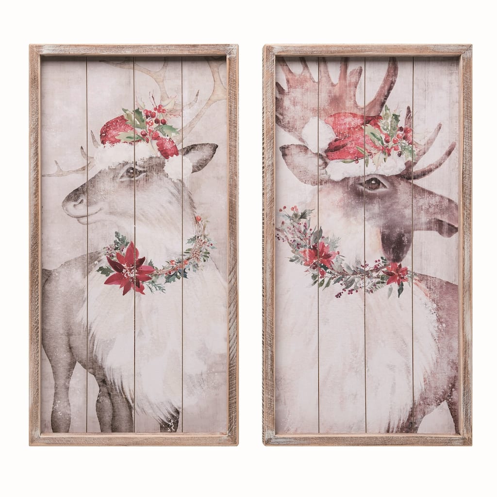 Transpac Wood Aspen Christmas Wall Decor Set of 2 Christmas Home Decorations