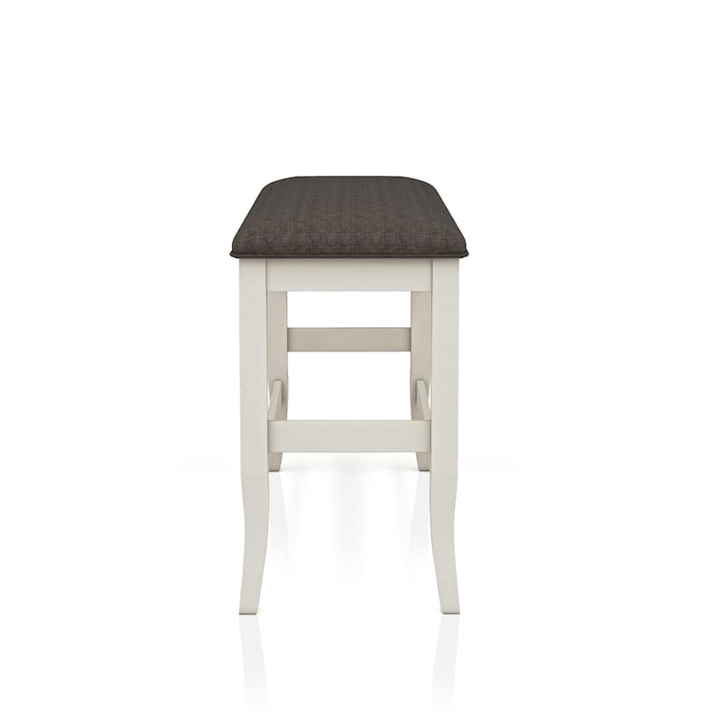 Hanto Farmhouse Off-White Wood Counter Bench by Furniture of America