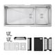 preview thumbnail 1 of 12, STYLISH 42 inch Stainless Steel 16G 70/30 Double Bowl Workstation Kitchen Sink - 42" x 19" x 10" Brushed Stainless Steel with Black Accessories