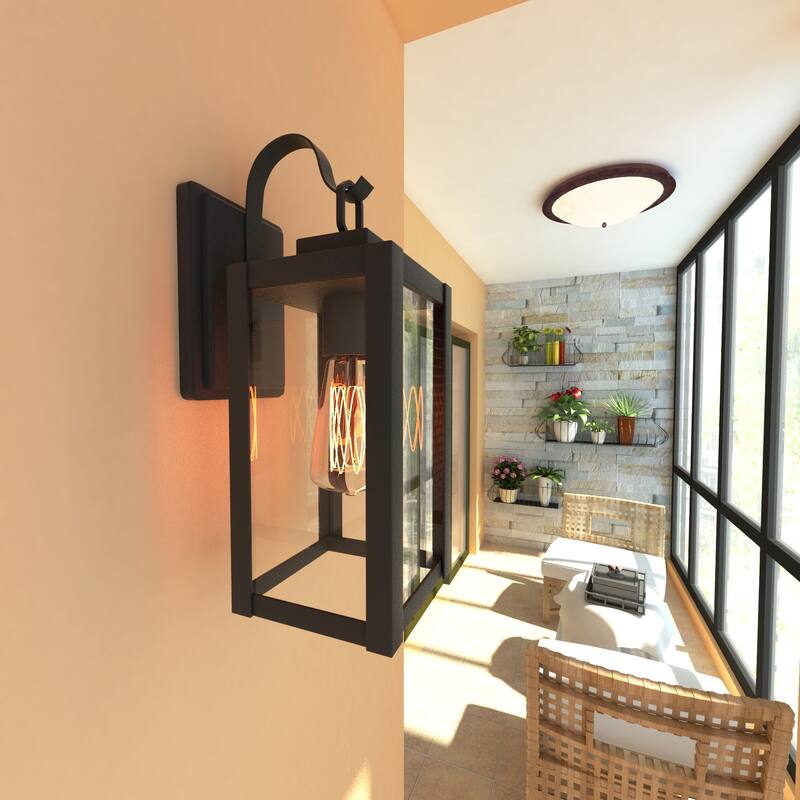 2PK-1 Light Outdoor Matte Black Wall Sconce Lantern - 5"x6.7"x13.78"