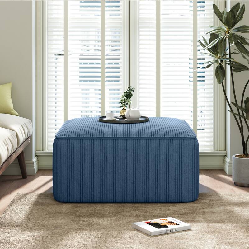 Roomfitters Square Upholstered Ottoman Coffee Table with Modern Low Profile Design
