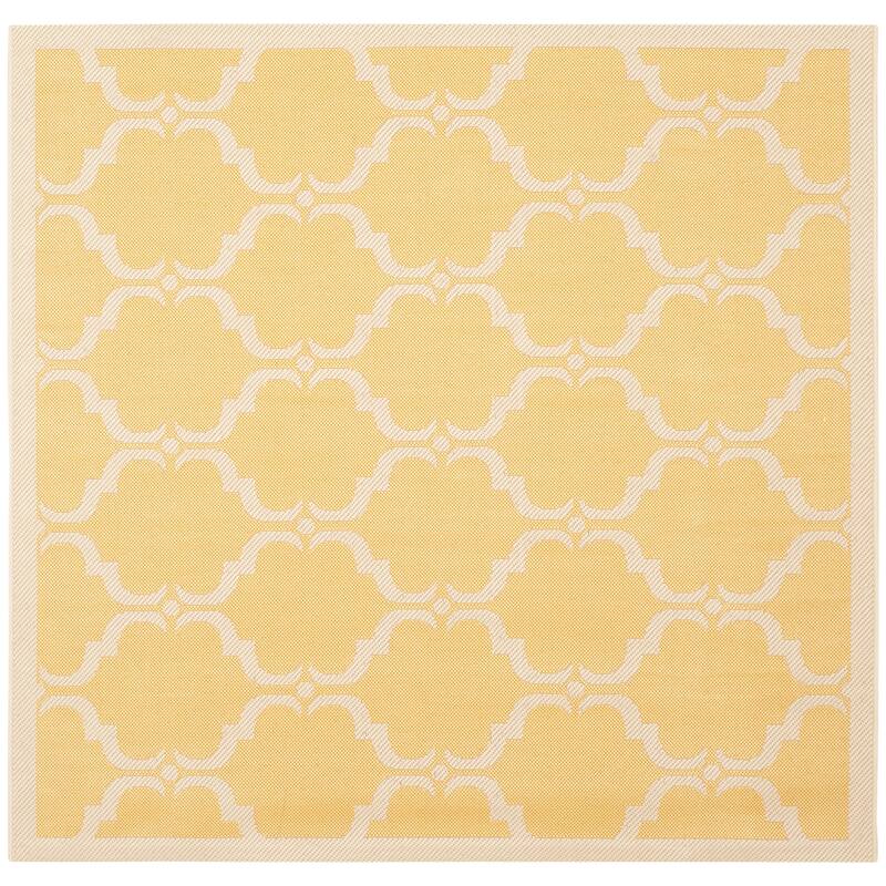 SAFAVIEH Courtyard Rozina Indoor/ Outdoor Waterproof Patio Backyard Rug - 4' Square - Yellow/Beige