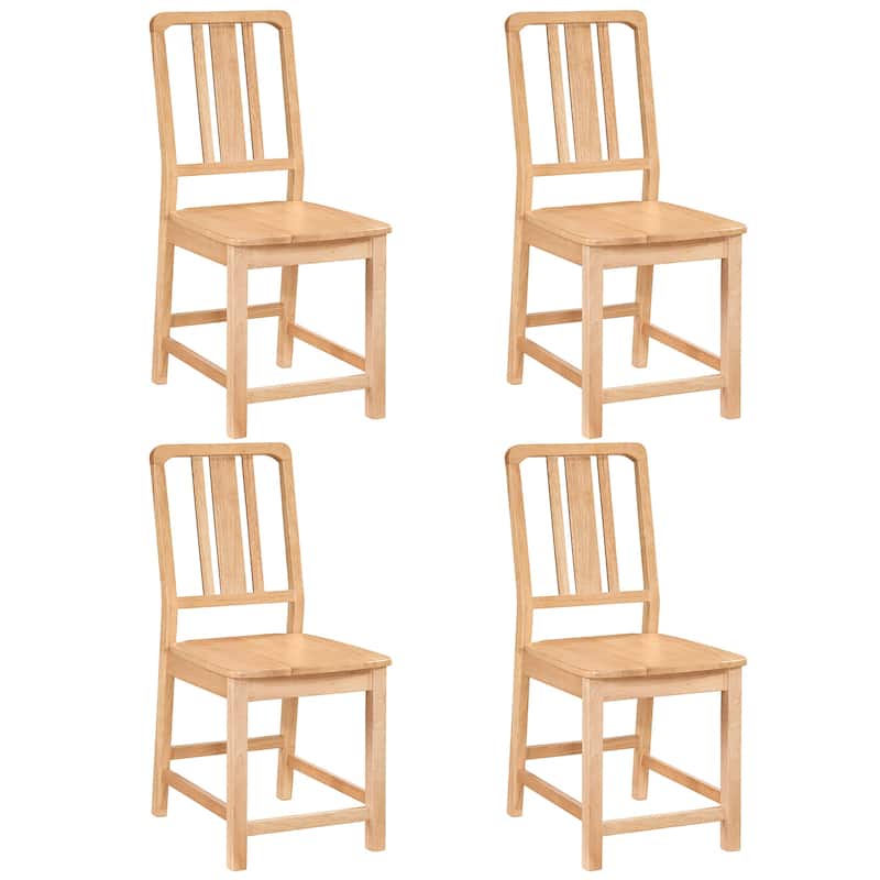 Gymax Dining Chairs Set of 4 Rubber Wood Dining Room Chairs w/ - Brown - Set of 4