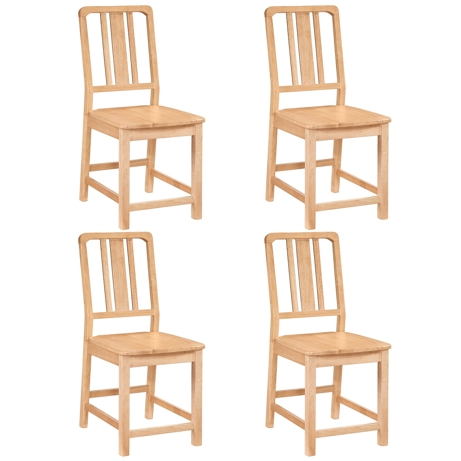 Gymax Dining Chairs Set of 4 Rubber Wood Dining Room Chairs w/