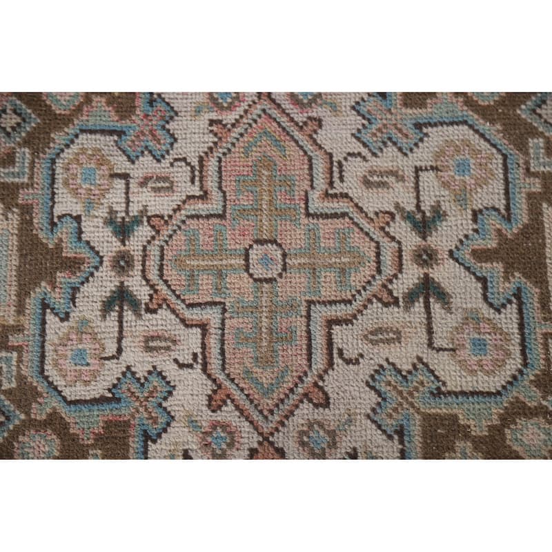 Hand Knotted Oriental 100% Wool Carpet Traditional Medallion Pink Tabriz Area Rug - 9' 8'' X 6' 5''