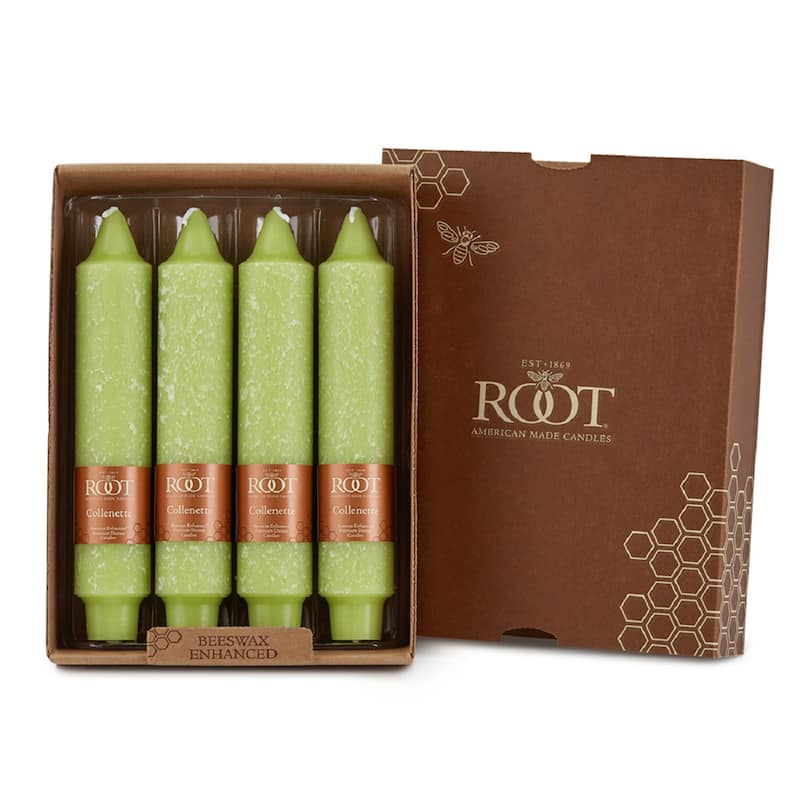 Root Unscented 7 In. Timberline Collenette Taper Candles box of 4 - 7 X 1-1/4 - Willow