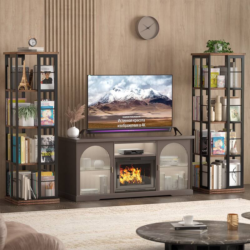 Corner Rotating Bookshelf, 360 Display Wood Spinning Bookshelf, Floor Standing Bookcase Organizer Storage Rack