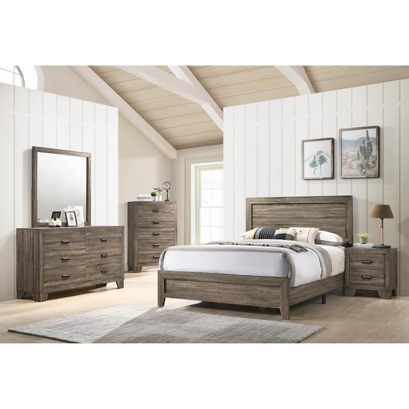 Linette 6 Piece Brown Panel Bedroom Set - Twin