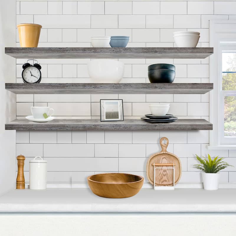 Sorbus Floating Shelves for Wall - 55 Inch Extra-Long Bathroom Shelves- Mounted Floating Shelf with Hidden Brackets (3 Pack)