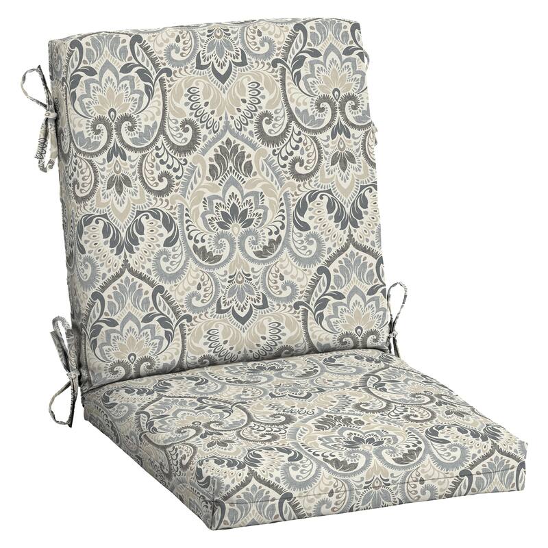 ARDEN Outdoor Midback Chair Cushion, 18 x 16.5 - Neutral Aurora Damask