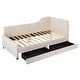 preview thumbnail 6 of 28, Twin Stripe L-shaped Semi-enclosed Daybed wStorage Drawers, Corduroy Upholstered Daybed, Wood Slat Support, No Spring Box Need