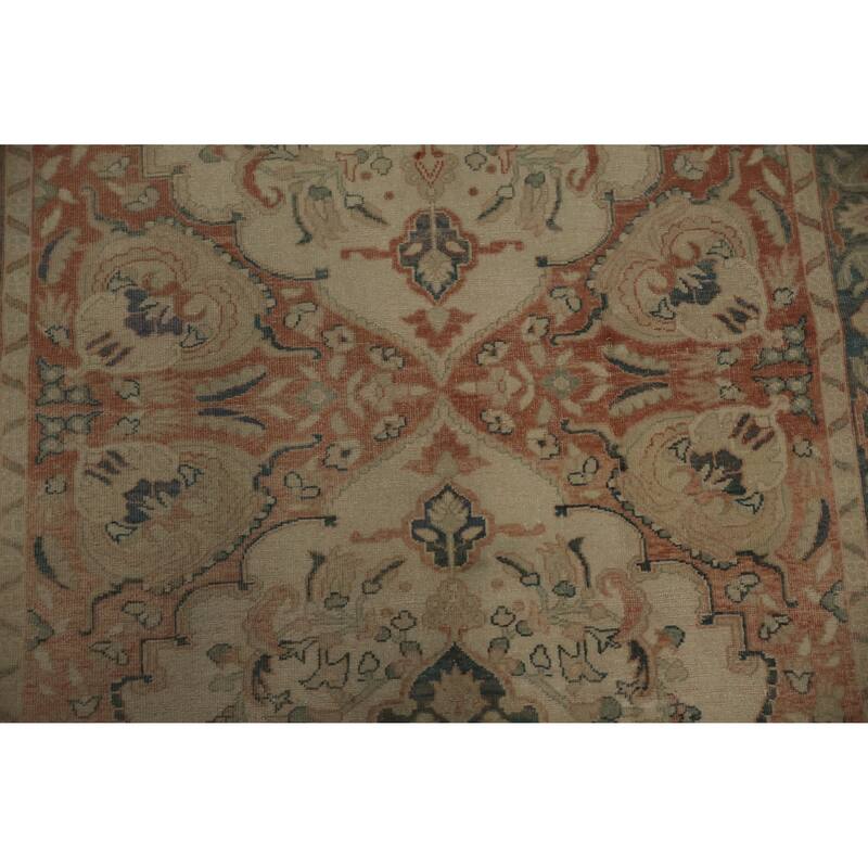 Hand Knotted Oriental 100% Wool Carpet Traditional Floral Beige & Ivories Ziegler Area Rug - 10' 7'' X 4' 11''