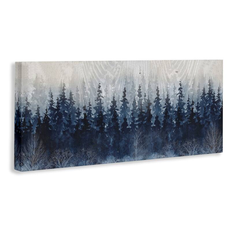 Stupell Rustic Blue Forest Tree Line Fir Woodland Canvas Wall Art