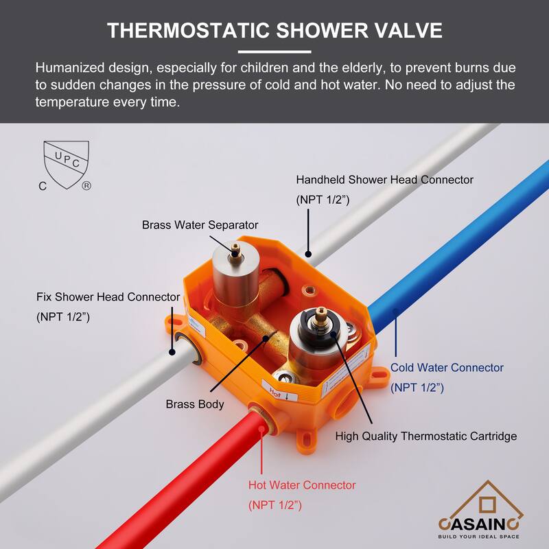 CASAINC Thermostatic Rain Shower Faucet