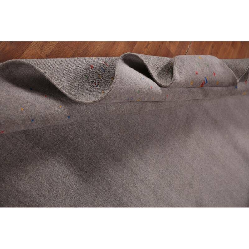 Gray Tribal Gabbeh Oriental Handmade Wool Carpet - 9'0" x 12'0"