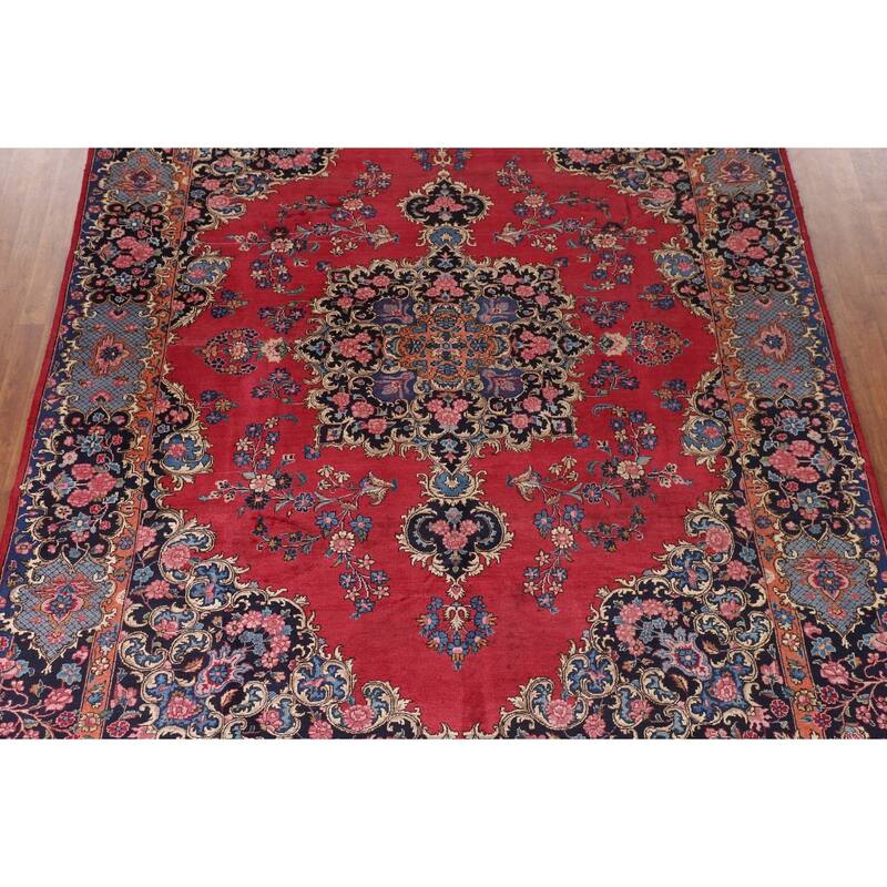 Mashad Persian Vintage Area Rug Handmade Wool Carpet - 8'6"x 11'6"