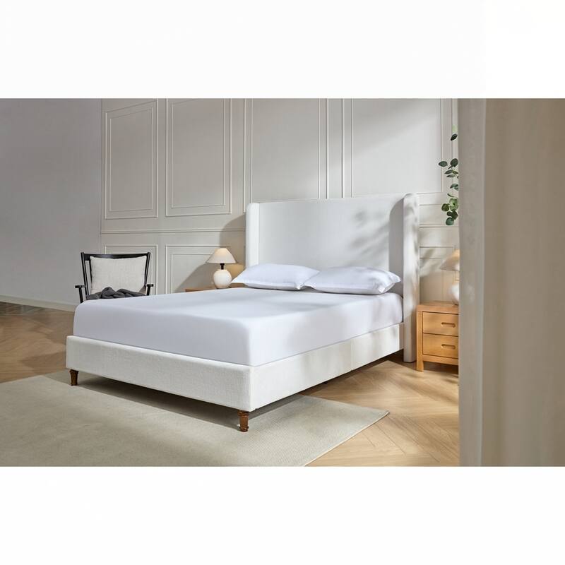 High Headboard Upholstered Platform Bed No Box Spring Needed