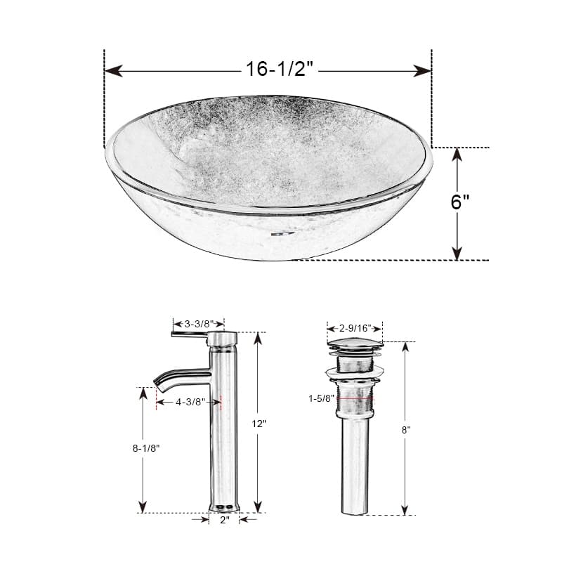 36" Bathroom Vanity Set Organizer Top Vessel Sink W/ Faucet Drain Cabinet Combo