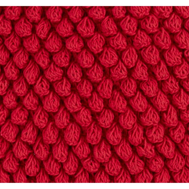 Cotton Throw Pillow With Crochet Pom Pom Design And Down Filling