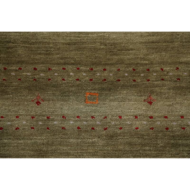 Green Gabbeh Indian Area Rug Handmade Tribal Modern Wool Carpet - 5'1" x 7'7"