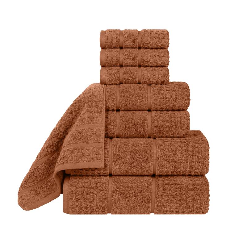Superior Napa Zero Twist Cotton Waffle 8 Piece Bathroom Towel Set