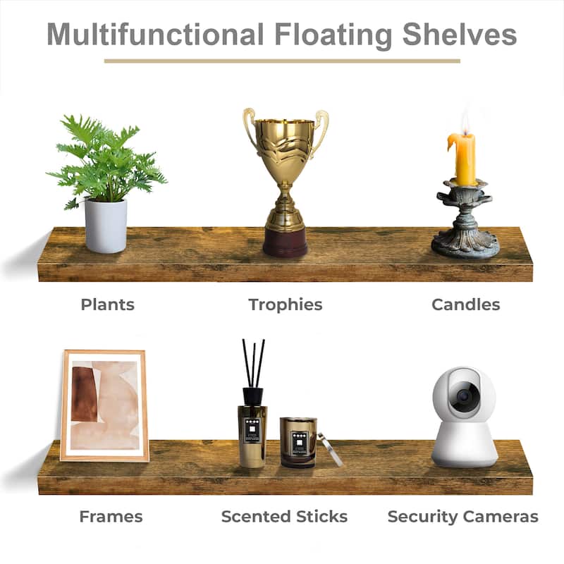 Sorbus Floating Shelves for Wall, 2 Extra Long Wall Mounted Floating Shelves - 9.25"L X 47” W X 1.5” H