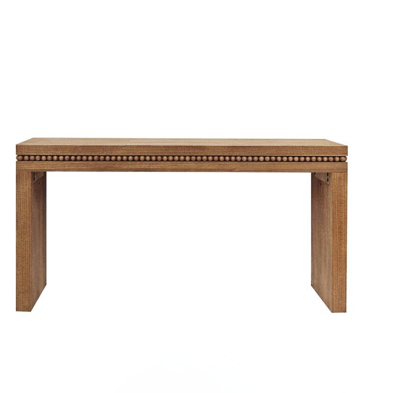 Rustic Wood Console Table - Elegant Entryway Table with Decorative Beaded Trim