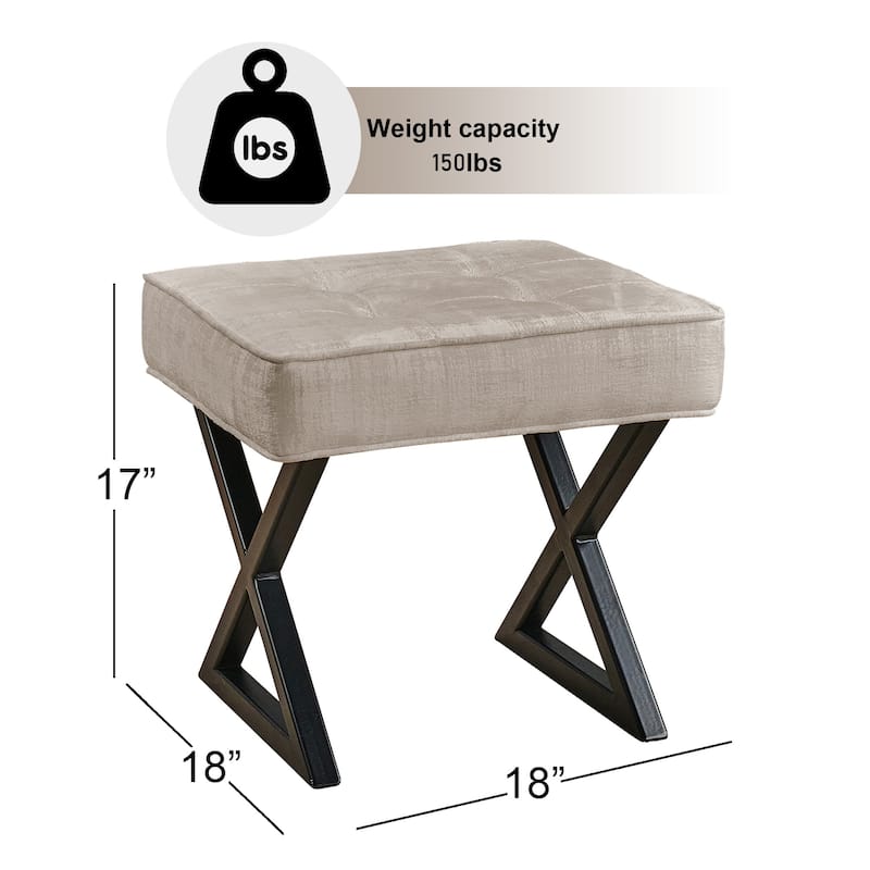 Textured Velvet Ottoman Vanity Stool 18"X18"X17"