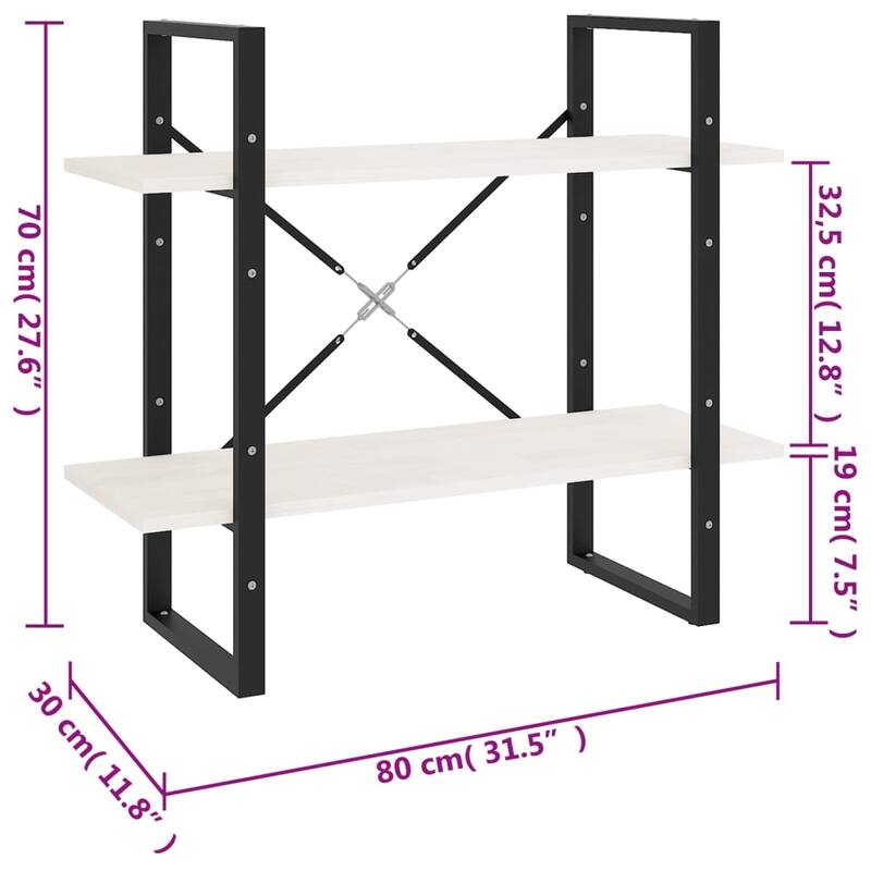 vidaXL 4-Tier Book Cabinet Black 31.5"x11.8"x55.1" Solid Pine Wood